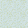 1/2 metro de Tela de algodón estampada Mini Florecita Sakura azul con dorado metálico Lewis e Irene