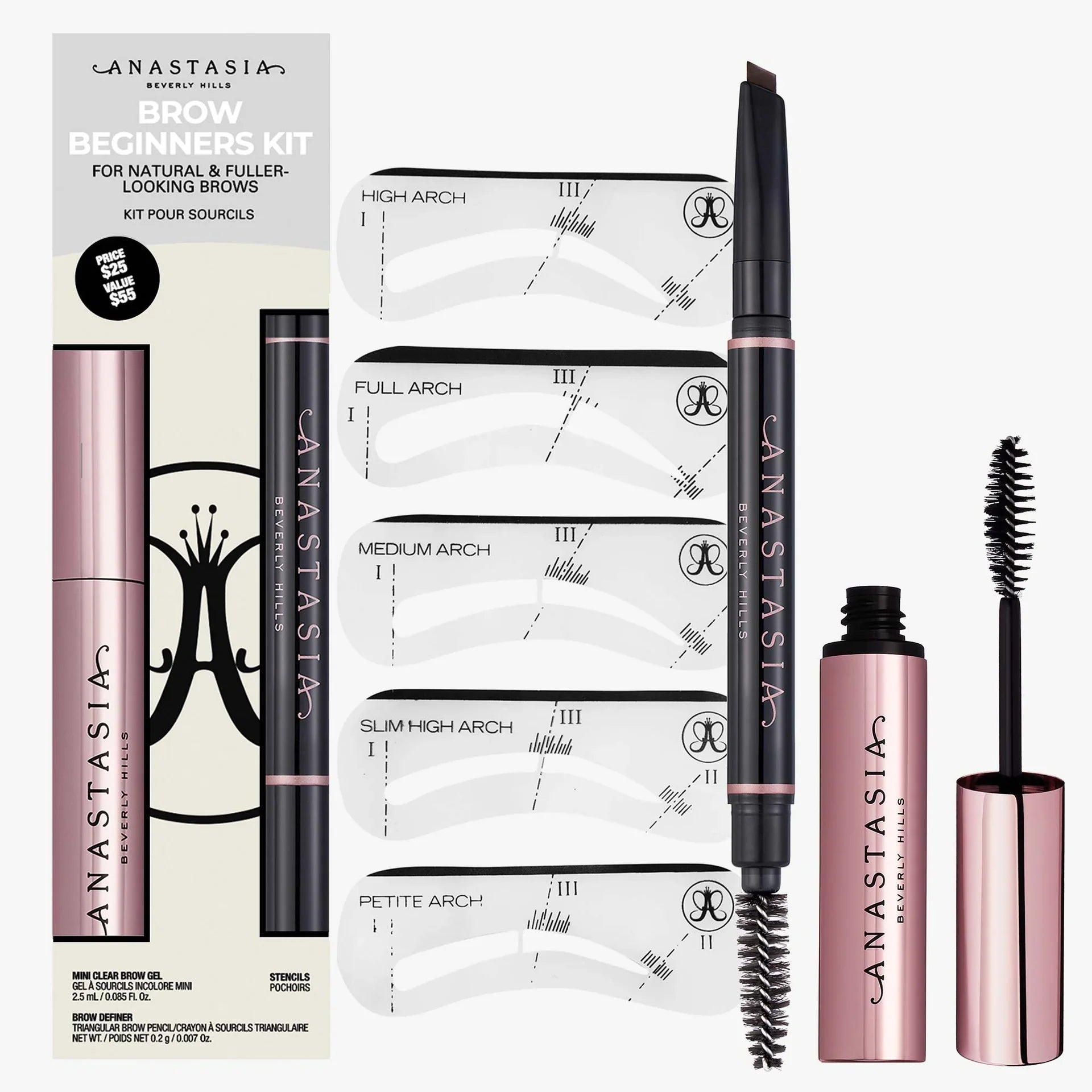 ANASTASIA BEVERLY HILLS BROW BEGINNERS KIT "DARK BROWN"