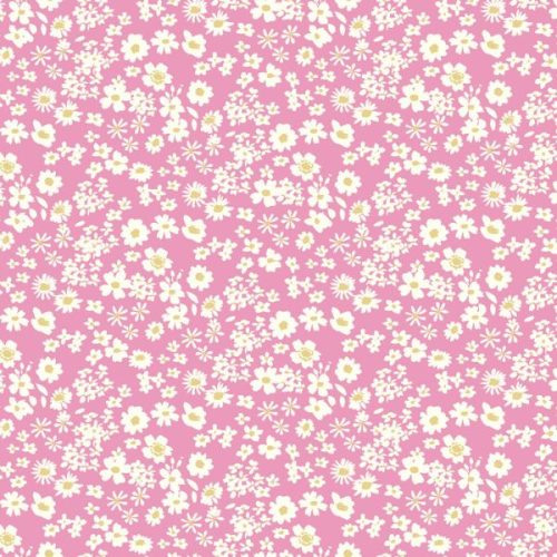 1/2 metro de Mini Margaritas blancas sobre rosa Flores Lewis & Irene