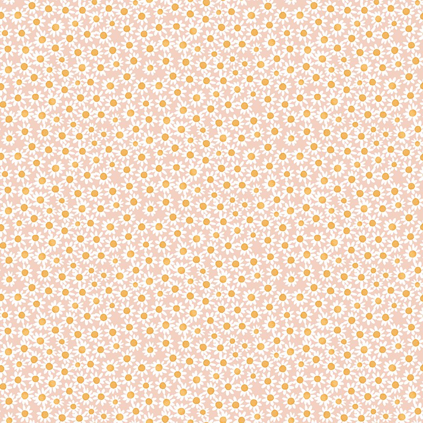 1/2 metro Mini Margaritas blancas sobre rosa Encantos Florales Riley Blake