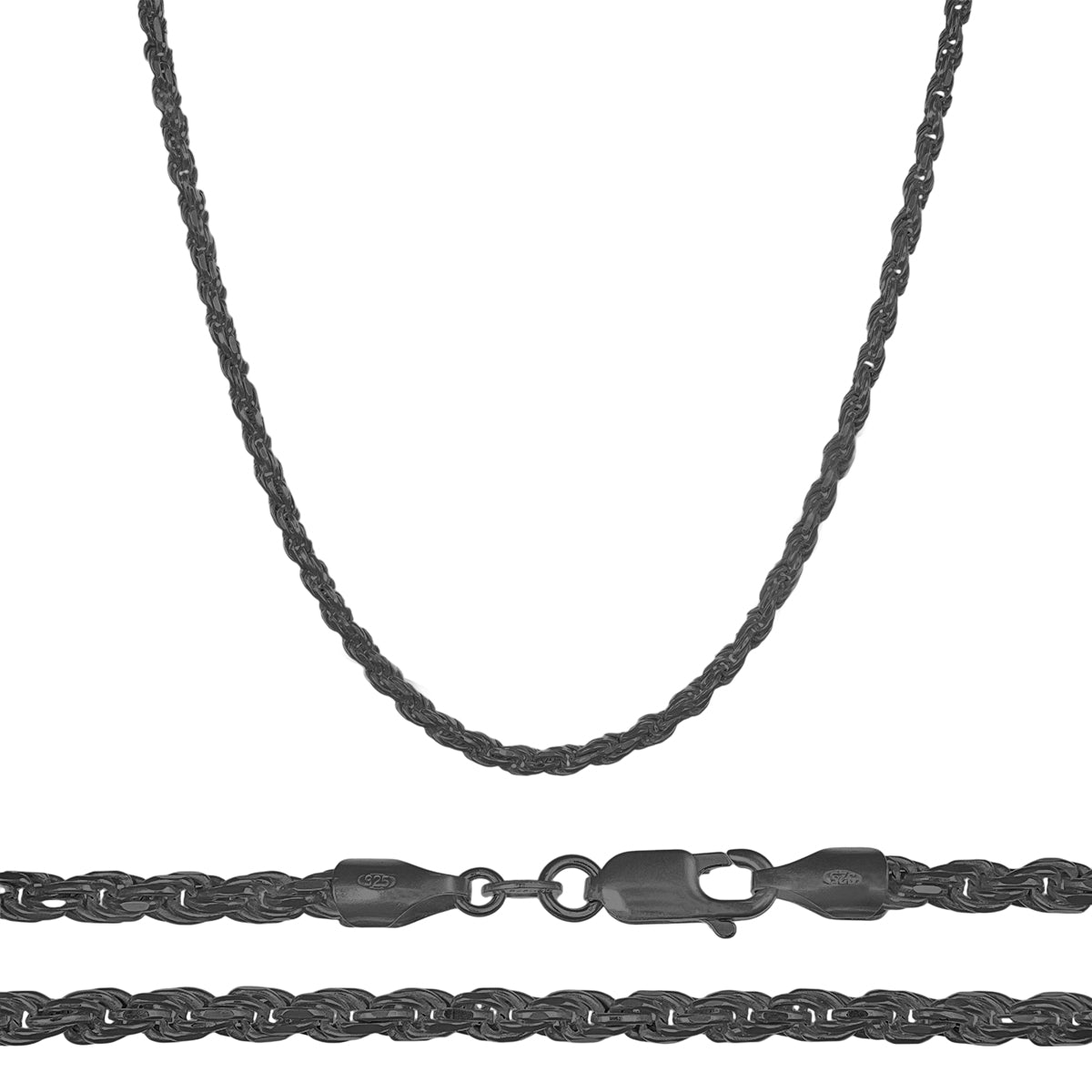 Cadena De Plata 925 Italiana Torsal Calibre 1.9mm en 4 colores