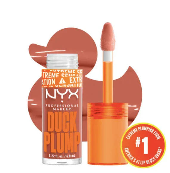 NYX Duck Plump Lip Lacquer 04 Apri Caught | Brillo Voluminizador Tono Albaricoque | DropPower MX