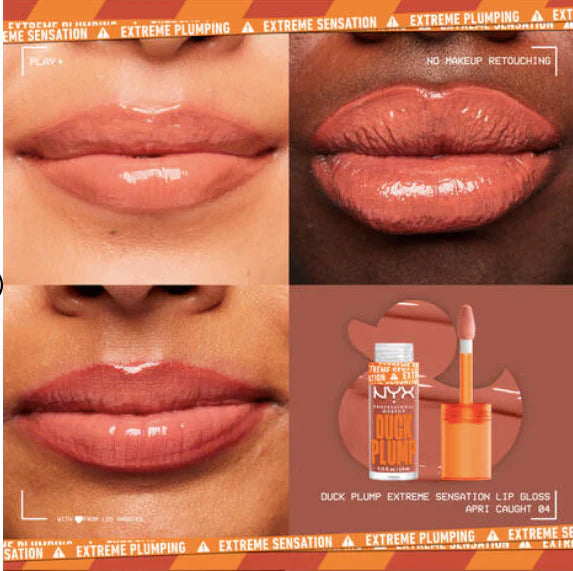 NYX Duck Plump Lip Lacquer 04 Apri Caught | Brillo Voluminizador Tono Albaricoque | DropPower MX