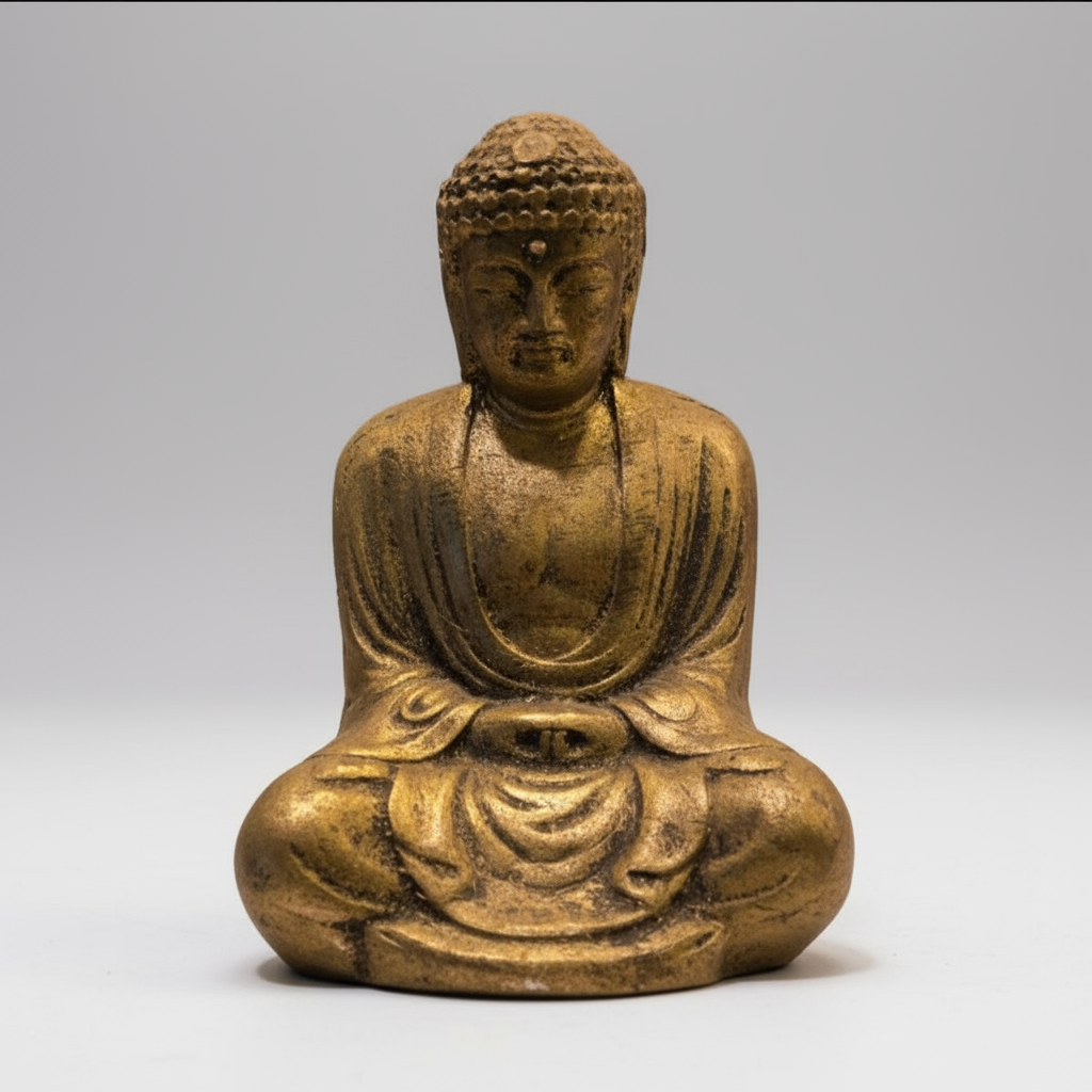 Buda Sentado 11cm Azul Figura De Resina