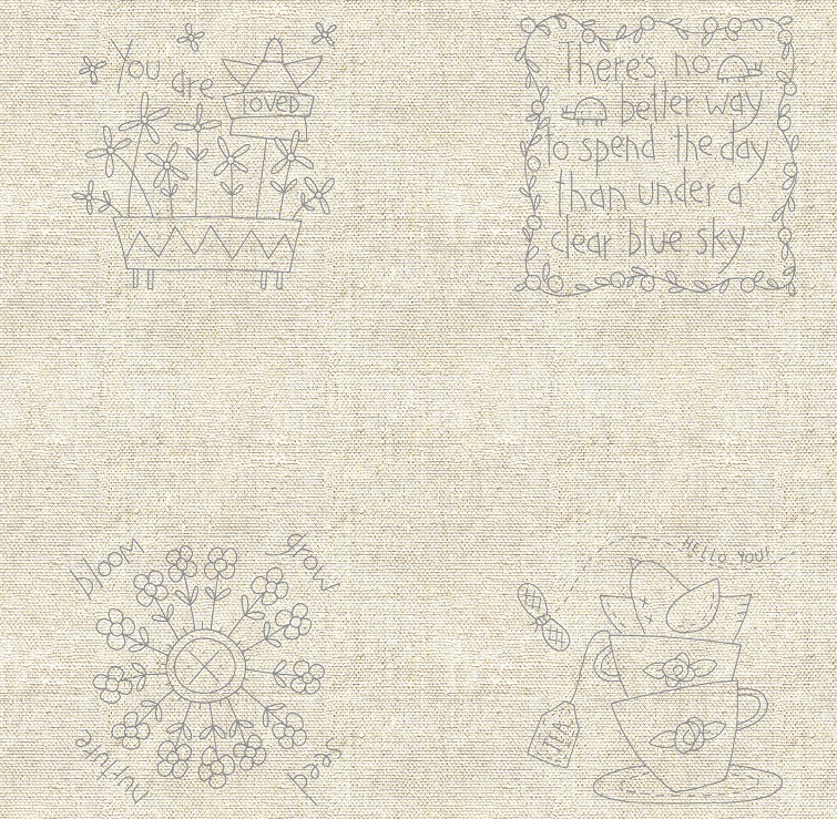 Panel de Bordado 10 diseños Florece y Crece Natalie Bird en lino-algodón 30 x 137 cm