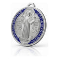 Medalla San Benito 13 Cm Altura Rojo O Azul 12 Cm Diametro Azul