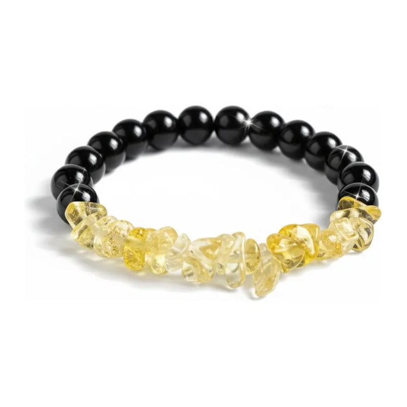 Pulsera De Citrino Natural Hereje Original. Amarillo/negro 17 Cm 18 Cm