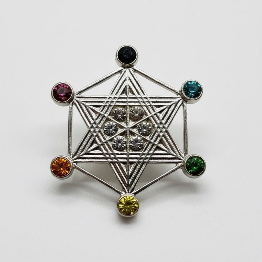 Metatron Dije Baño De Oro Sin Cadena Con Cristal