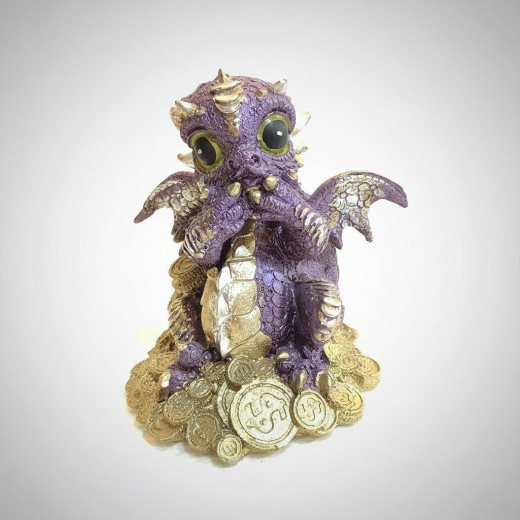 Dragón Tipo Bebe Resina 14.5 Cm Nacional Pintado A Mano.