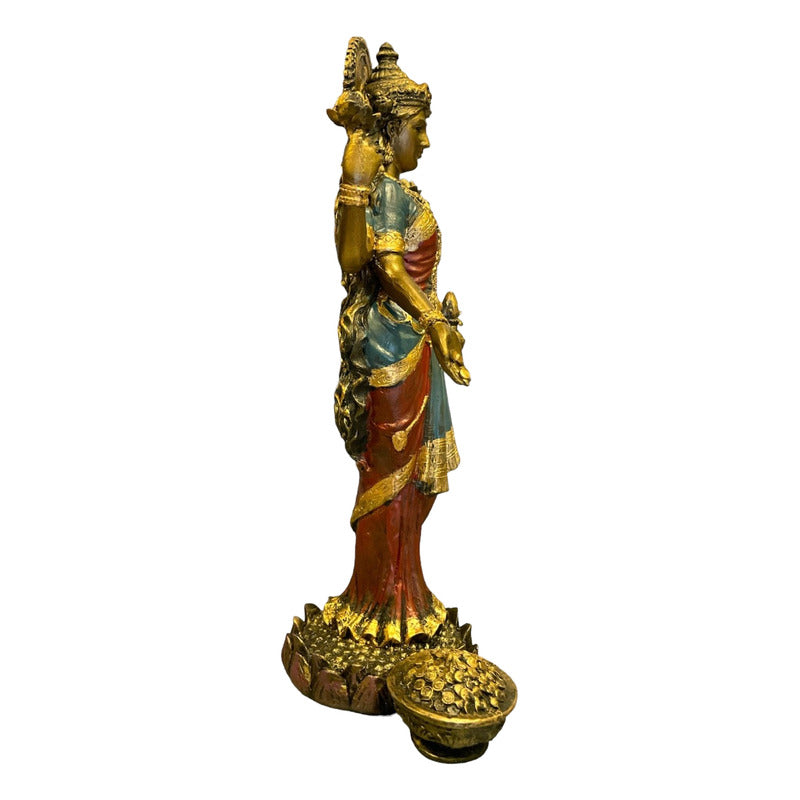 Lakshmi Diosa Fortuna Resina Artesanal Ritualizado.