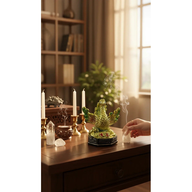Figura Ave Fénix Dorada Feng Shui Abundancia 8cm Dorado