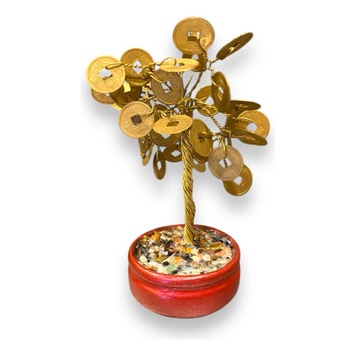 Arbol Monedas Cuarzo Bañado En Oro 15cm Nacional