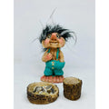 Troll Amistad + Comedero 9cm Figura De Resina Nacional Azul Verde