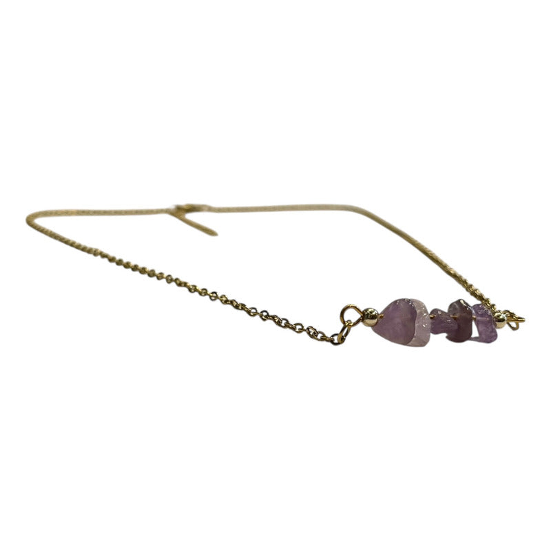 Collar Aquíje Pedra Cuarzo Dorado 45 Cm
