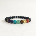 Pulsera 7 Chakras Cuarzo Y Piedra Volcánica Multicolor 0 Mm