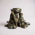 Triple Diosa Escultura De Resina Cascada De Humo 7cm Altura Oro Viejo