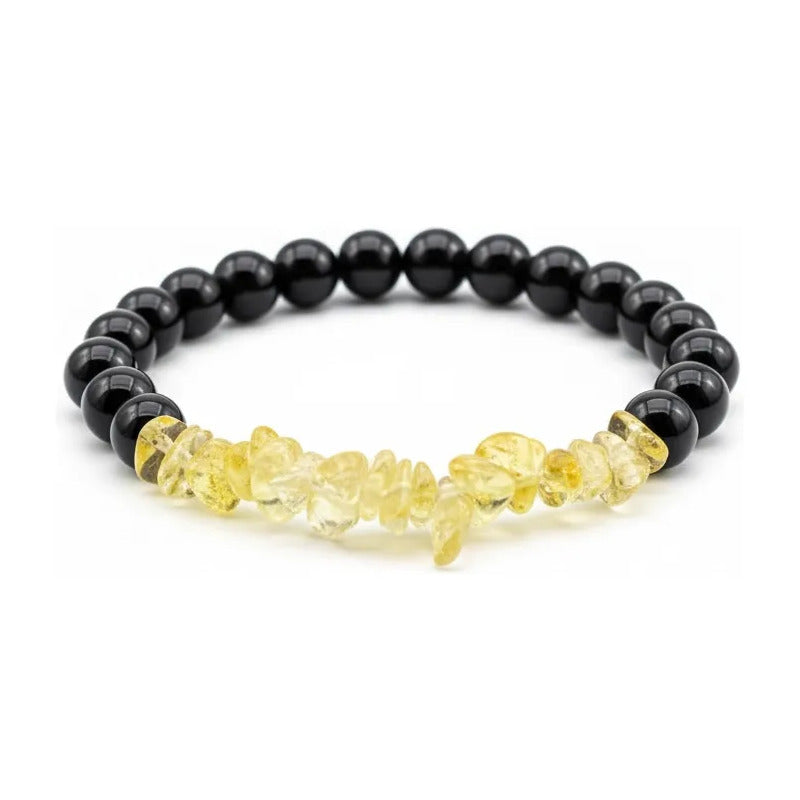 Pulsera De Citrino Natural Hereje Original. Amarillo/negro 17 Cm 18 Cm