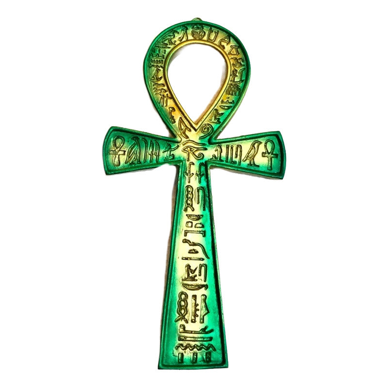 Cruz Egipcia Ankh Resina Nacional Pintada A Mano 18 Cm