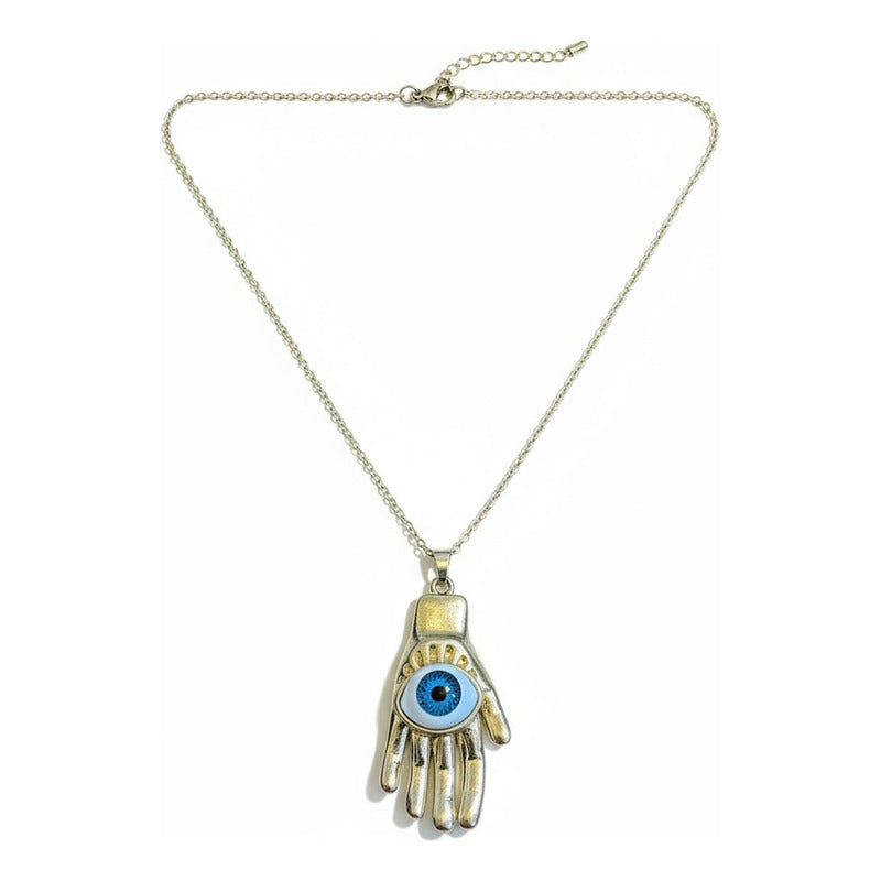 Mano Con Ojo Dije Con Cadena En Metal Dorado Dorado