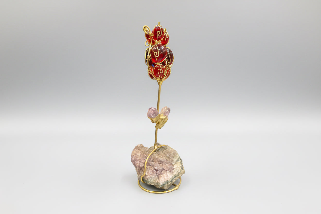 Flor Roja De Cuarzo Variado