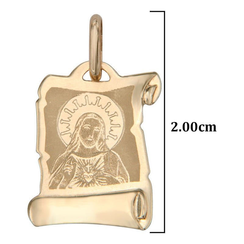 Medalla Laser De Oro De 10k Con Sagrado Corazón De Jesús
