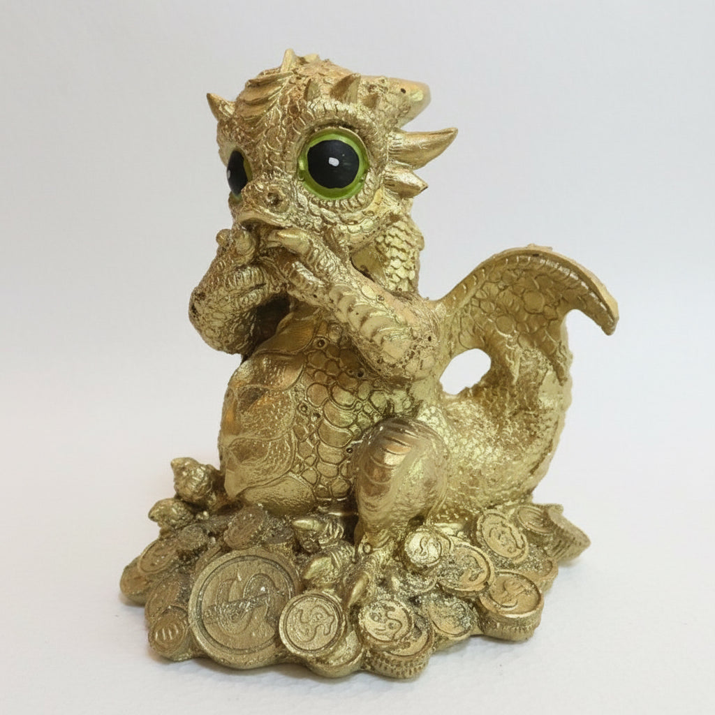 Dragón Tipo Bebe Resina 14.5 Cm Nacional Pintado A Mano.