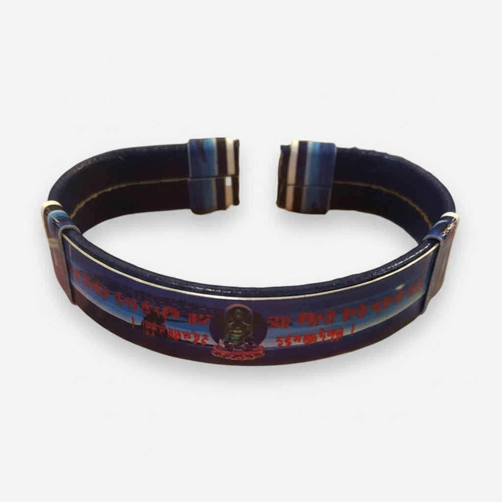 Brazalete Azul Buda Tipo Piel Con Sublimado Azul