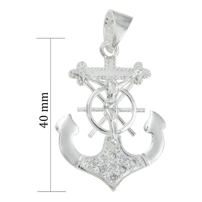 Dije De Cruz Con Forma De Ancla De Plata 925