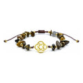 Pulsera De Cuarzo Separaciones De Metal En Hilo Ajustable Circulo Ojo De Tigre 17 Cm