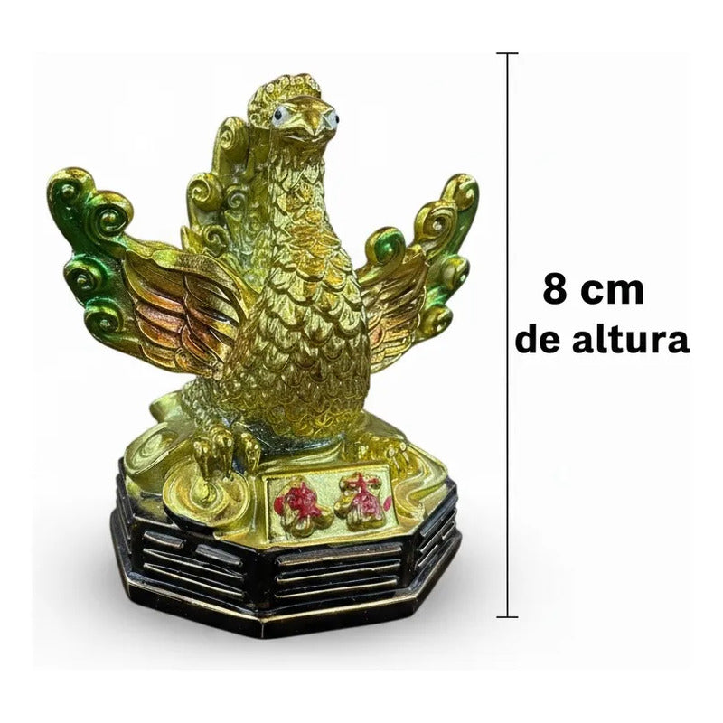 Figura Ave Fénix Dorada Feng Shui Abundancia 8cm Dorado