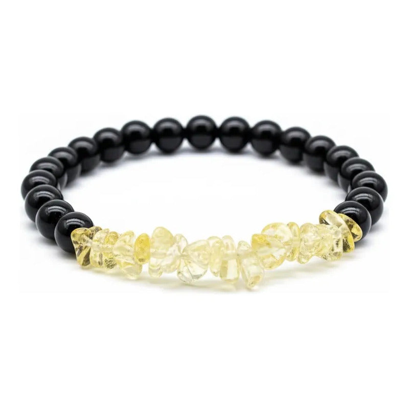 Pulsera De Citrino Natural Hereje Original. Amarillo/negro 17 Cm 18 Cm