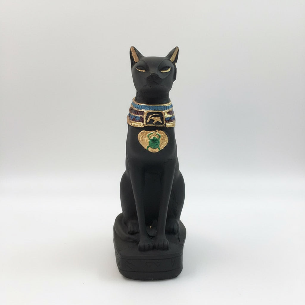 Gato Egipcio Resina Nacional 17.5cm Negro