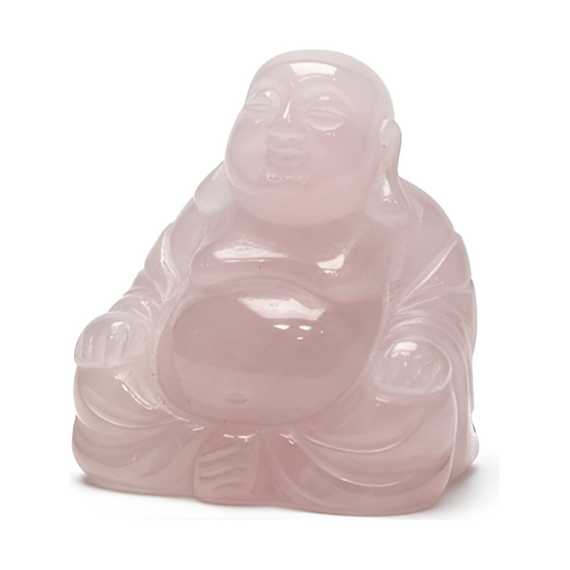 Escultura De Cuarzo Rosa Con Forma De Buda Rosa