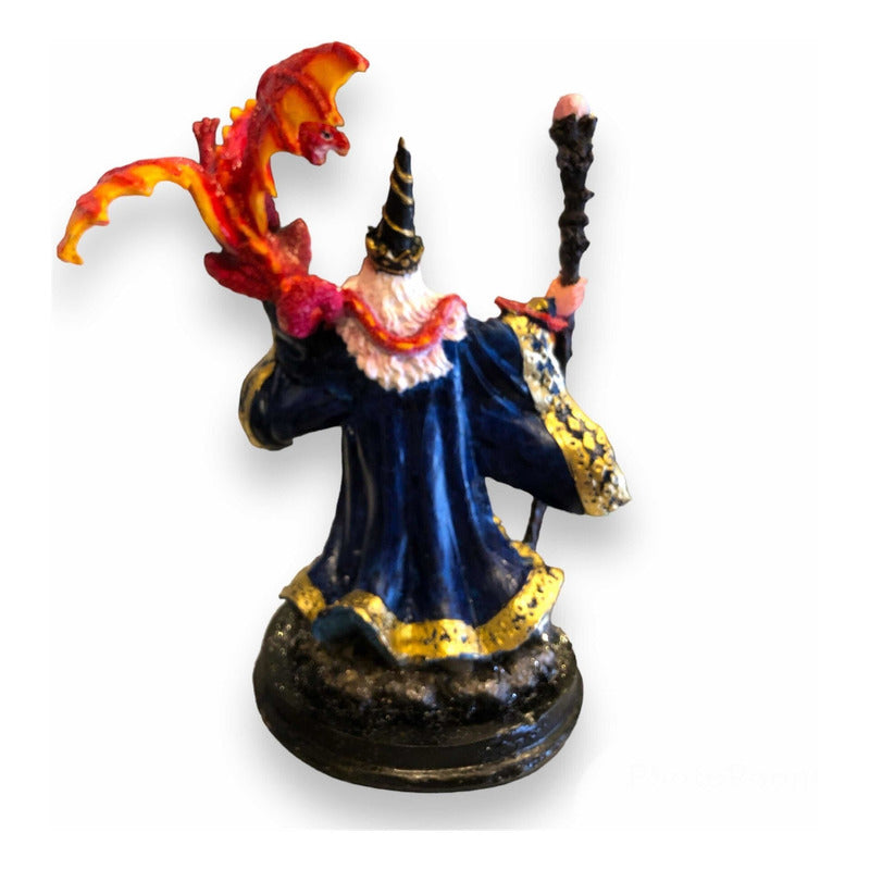 Merlin Con Dragón Figura De Resina Variado