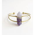 Brazalete Con Cuarzo En Punta Chapado En Color Dorado