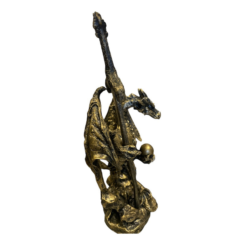 Dragon Dorado Figura Decorativa 12 Cm De Resina Mexicana
