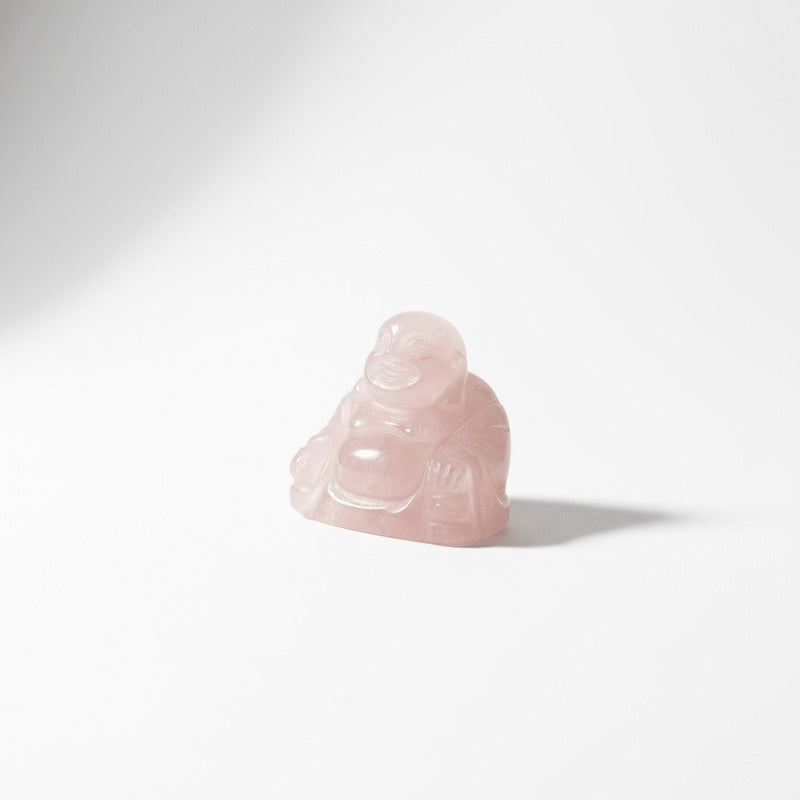 Escultura De Cuarzo Rosa Con Forma De Buda Rosa