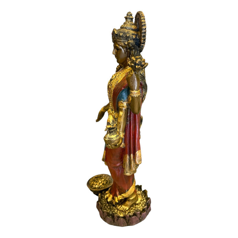 Lakshmi Diosa Fortuna Resina Artesanal Ritualizado.