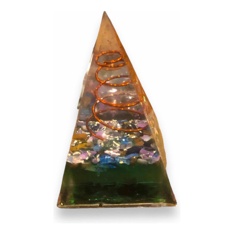 Pirámide De Orgonita 7cm Con Resina verde