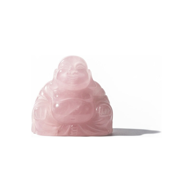 Escultura De Cuarzo Rosa Con Forma De Buda Rosa