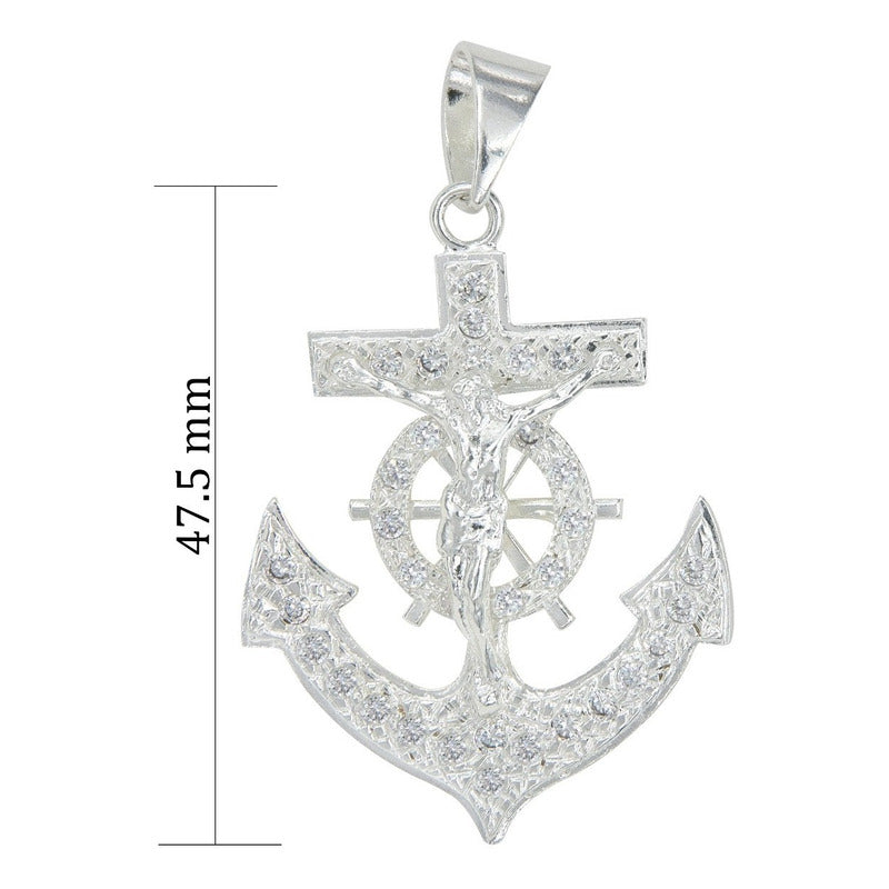 Dije De Cruz Con Forma De Ancla De Plata 925