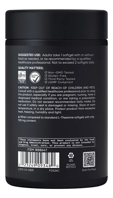 L-Theanine | Sports Research®, Relajación Mental, Enfoque y Calma Natural sin Somnolencia