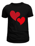 Playera Negra Hombre – Corazón Doble | Romántico | Minimalismo Urbano