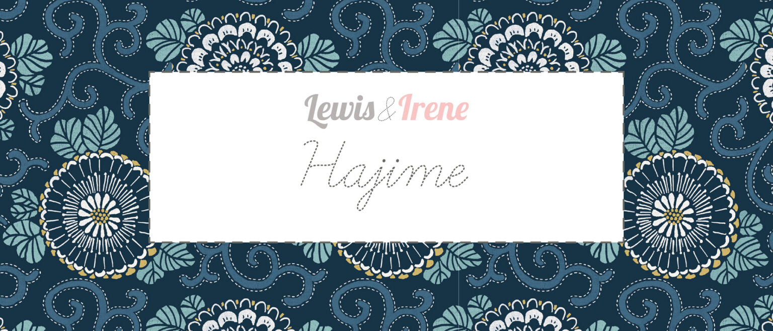 1/2 metro de Nubes beige, blanco y azul Hajime Lewis & Irene