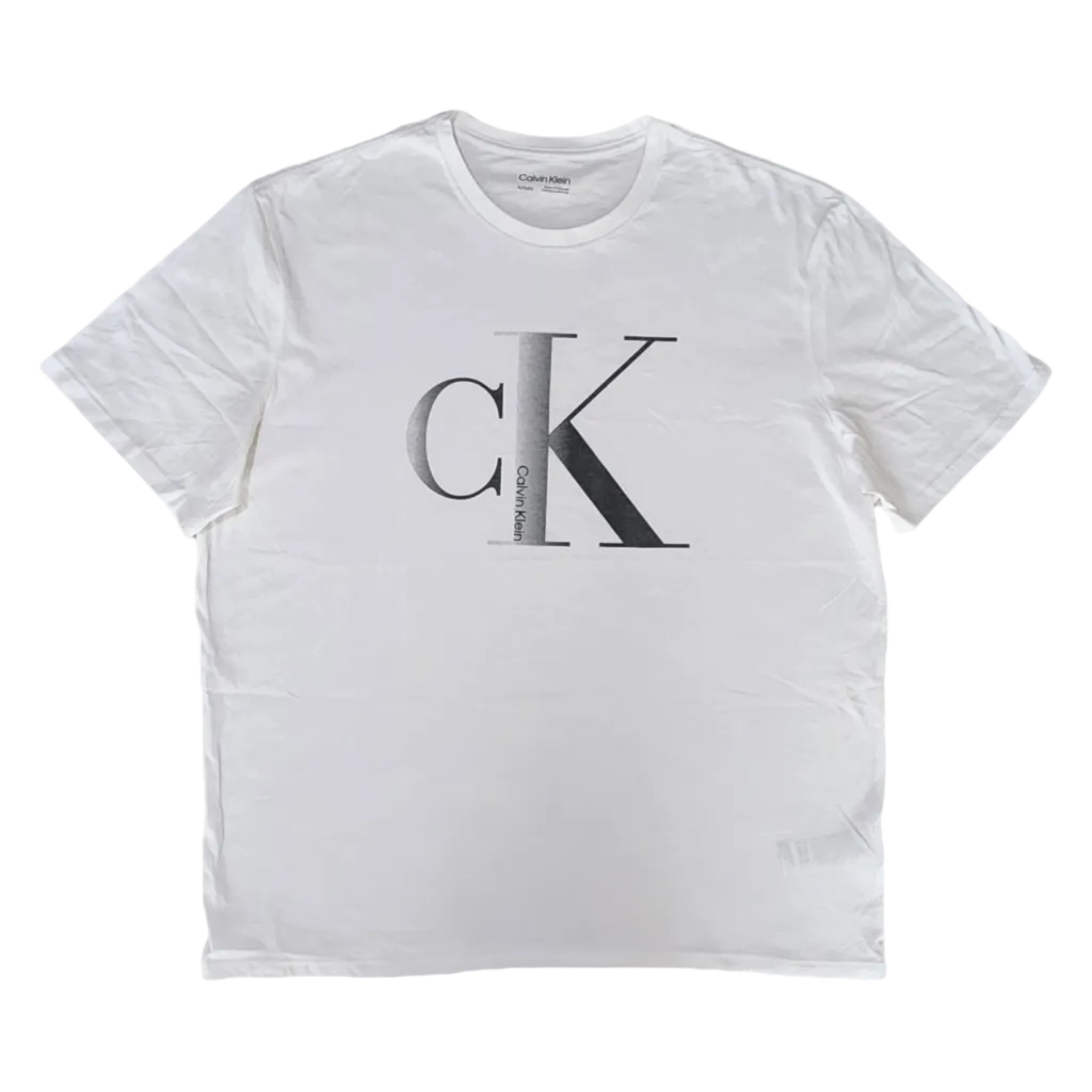 Playera Cuello Redondo Calvin Klein Hombre — Blanca Logo CK Grande Bicolor Talla XL