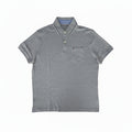 Playera Polo Tommy Hilfiger Hombre — Gris Jaspeado Cuello Navy Talla M