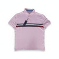 Playera Polo Tommy Hilfiger Hombre — Rosa con Franja Tricolor Talla L