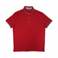 Playera Polo Tommy Hilfiger Hombre — Rojo Cereza Cuello Navy Botones Dorados Talla M