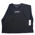 Playera Manga Larga DKNY Sport Mujer — Negra Logo DKNY Strass Plateado Oversized Talla L