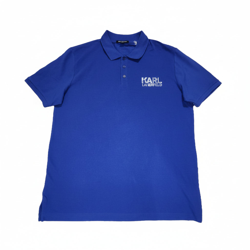 Playera Polo Karl Lagerfeld Hombre — Azul Royal Logo Estampado Tallas M-L